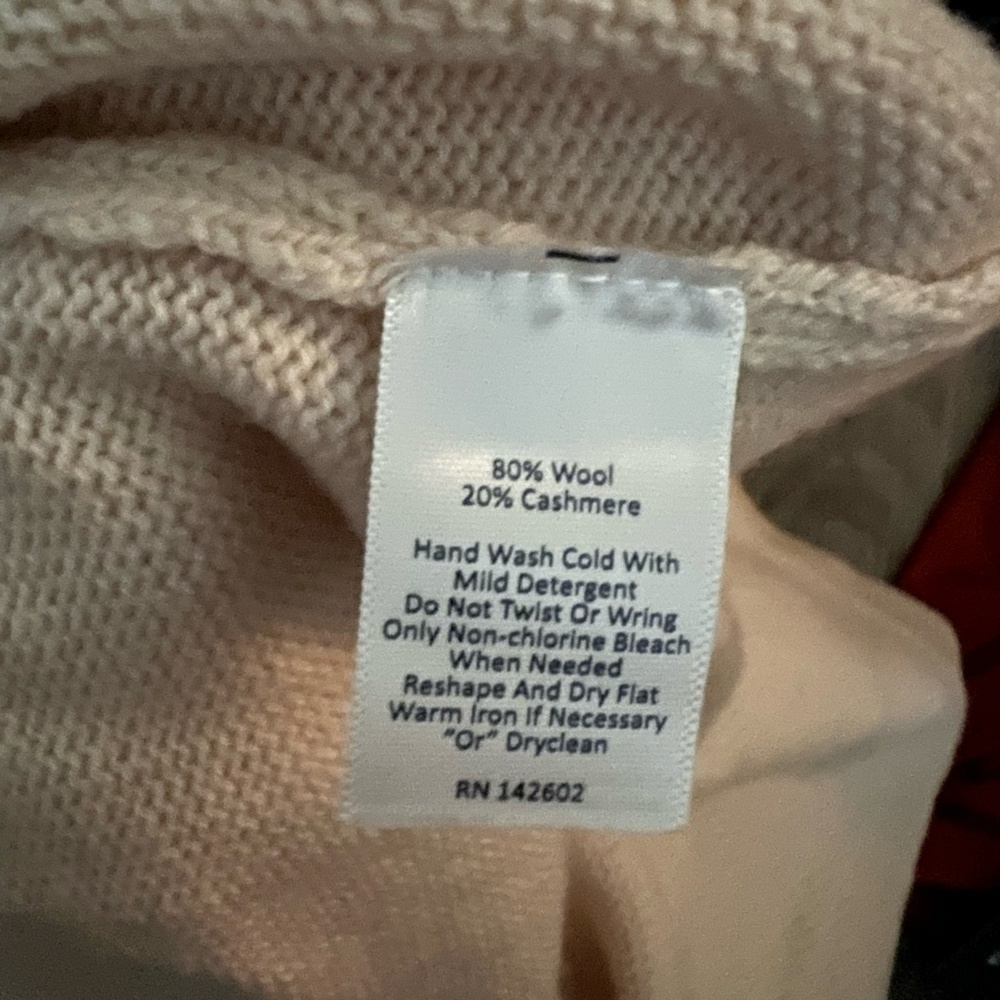 $388 Sail to Sable Cream Cowl Neck Classic Wool Cashmere Tunic Sweater Dress - Picture 9 of 9